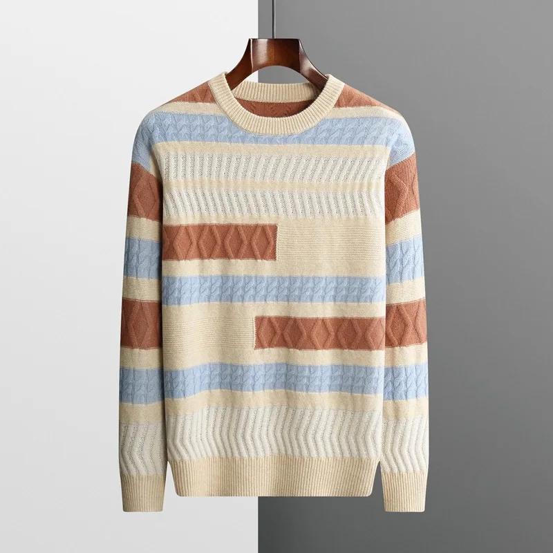 Man Crew Neck Pullover Hoodie Pullover Top 100% Wool Sweater Hot Sale  Long Sleeve Winter Clothes for Men Standard