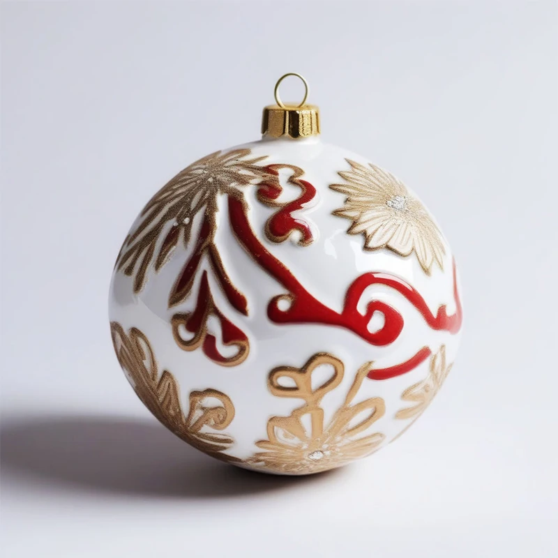 Wholesale home christmas hanging decor bauble custom unique christmas Tree simple style ceramic ball ornaments