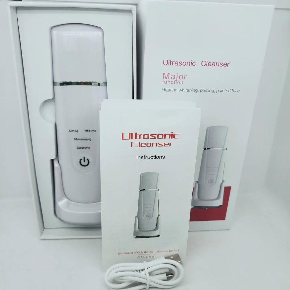 Professional Face Skin Spatula Ultrasonic Skin Scrubber With Wireless Charging