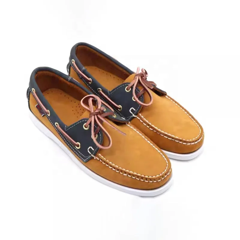 Portland Handsewn Waxed Leather Moccasins with Leather Sock Lining and Non-Marking, Slip-Resistant Rubber Outsoles Boat Shoes