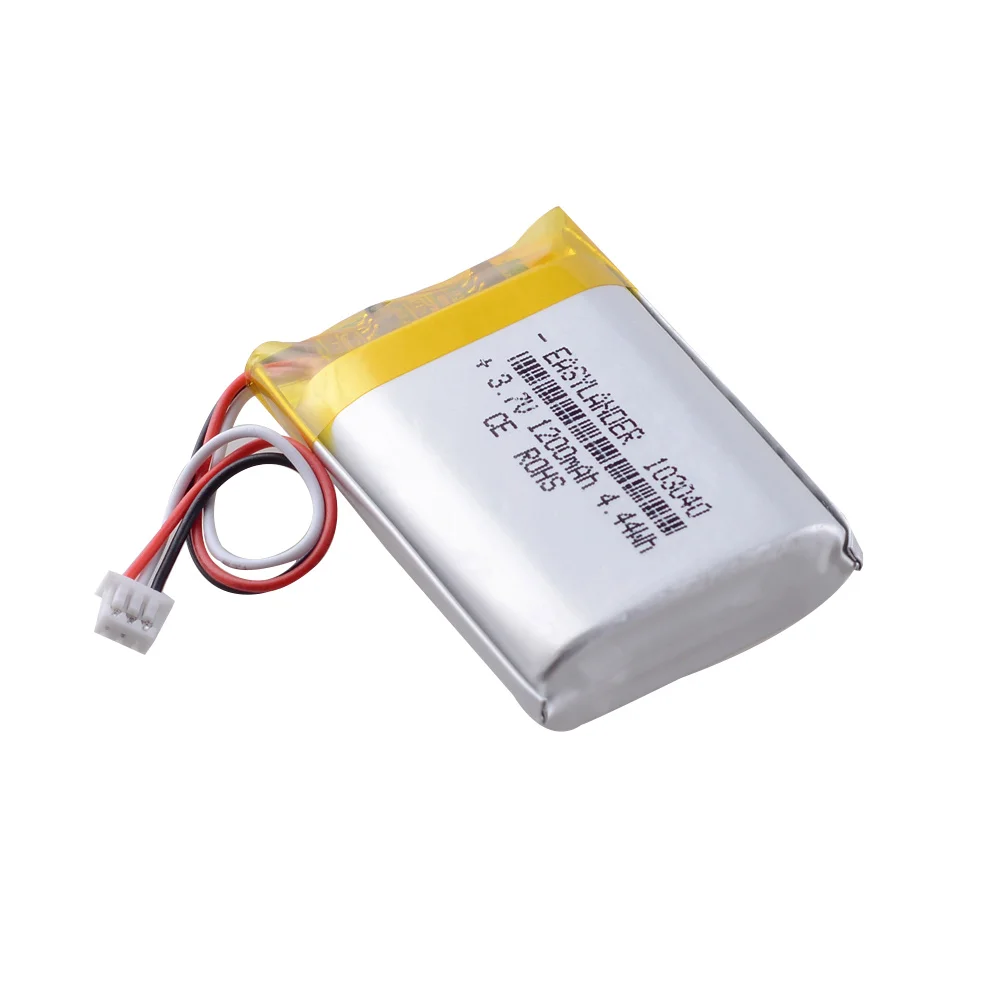 
103040 3.7V 1200mah JST 1.25 3p Rechargeable 1200mAh Li-Po Battery 103040 li-ion Lipo cells Lithium Li-Po Polymer Batteries 