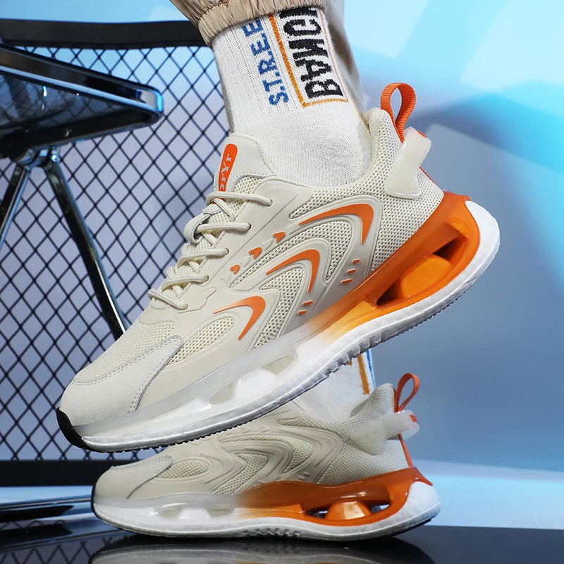 Men Upper Sport High Top fashion Running Lightweight Breathable Casual Sports Shoes Fashion socks Sneakers Walking Shoes