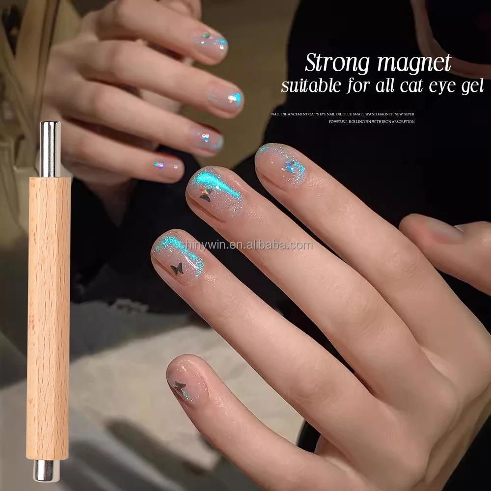 No Roll Nail Magnet Tool Double Head Wooden Art Super Strong Polish  Gel Cat Eye Design Magnetic DIY Manicure Magnet Stick