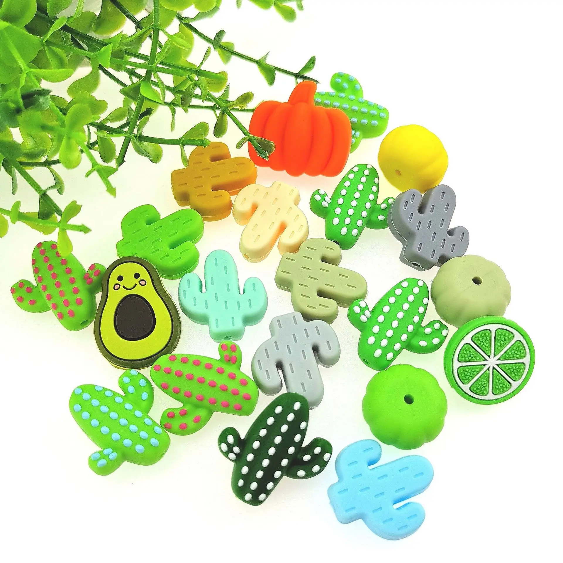 Bracelet Wholesale Teething Focal Character New Letter Wristlet Cactus Keychain Custom Silicone Beads For Pen Jewelry Making