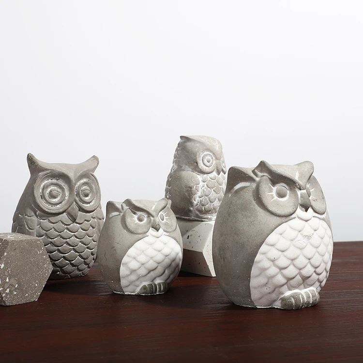 Недорогой ручной изогнутый подарок, украшения для дома, цементные садовые украшения в форме совы для отелей