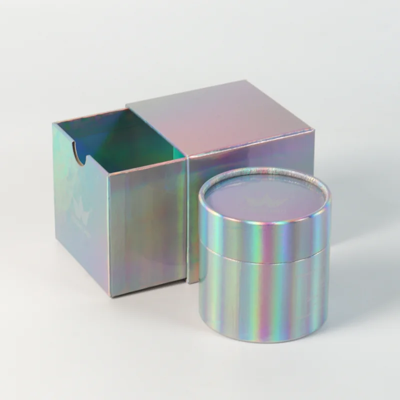 customizable sample eco friendly recycled tea light candle gift box cardboard paper tube hologram packaging drawer paper box