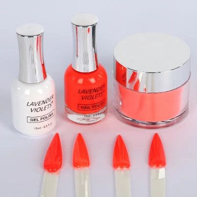 3 in 1 color Acrylic Dipping Powder match Gel Polish match Nail Lacquer for salon manicure
