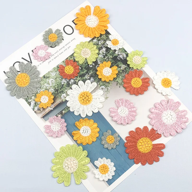 fashion 4.5cm daisy flower embroidered applique sunflower patches accessories for hair ornament,  child garment JCFL008