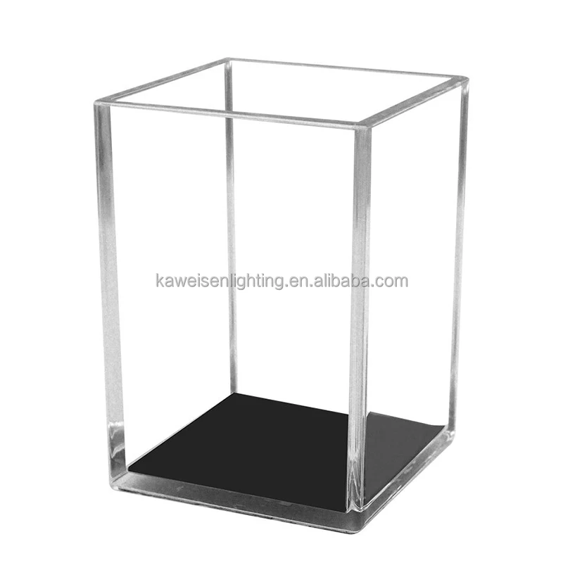 Stationery factory modern unique design clear acrylic black metal pen holder for sale desk organizer for collecting pen pencils