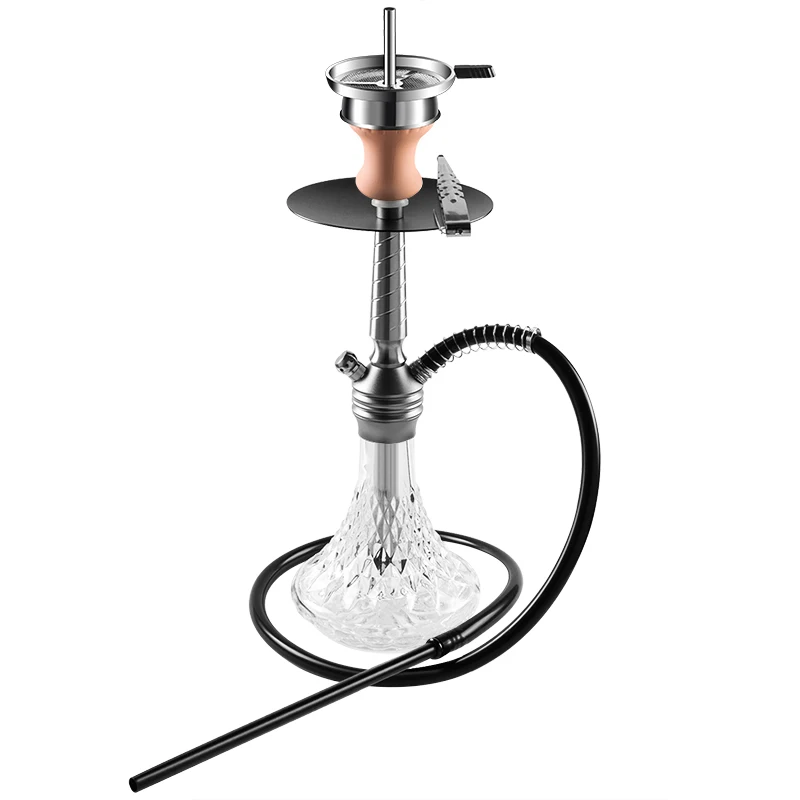 Kuke OEM Chicha High End Electric Hookah Shisha Arabic Pen Glass Vase Clear Wookah Set With Tongs