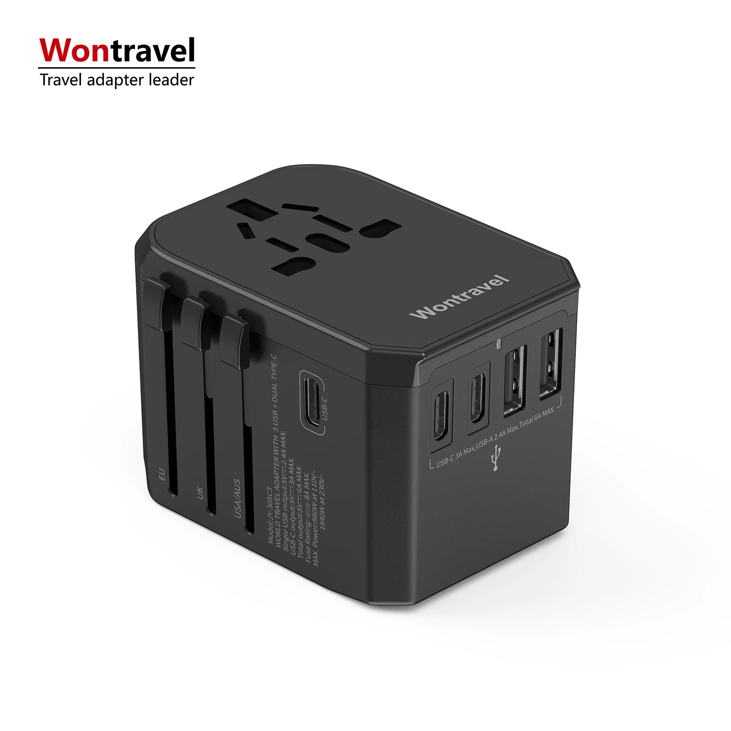 Wontrave 2 USB 3 Type C оптовая продажа универсальная розетка Международная дорожная адаптер зарядное