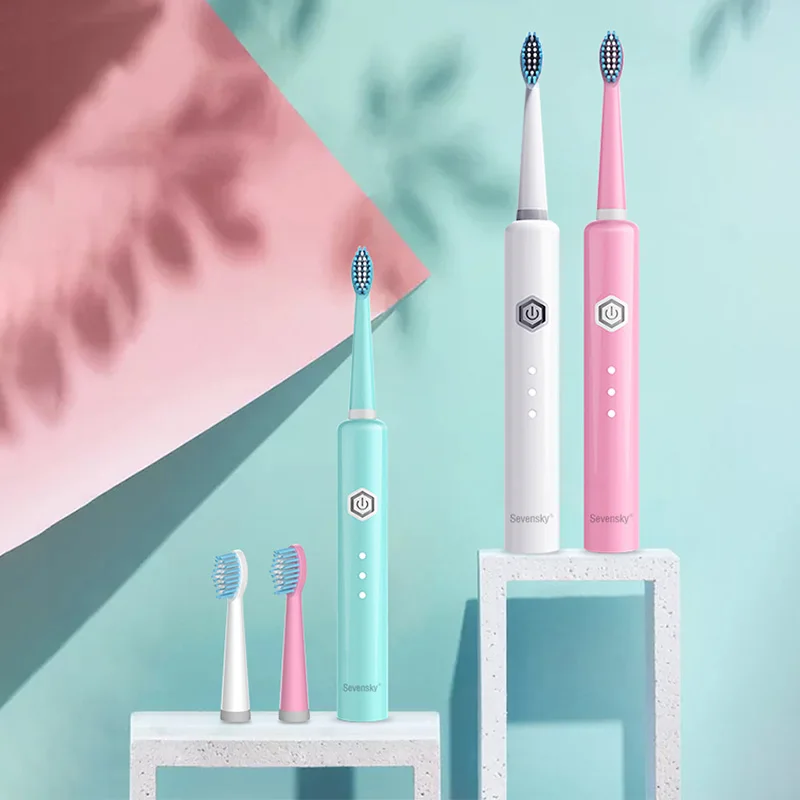 Oral Care Appliance Smart Rechargeable Smart Automatic Ultrasonic Adult Electric Dental Toothbrush IPX7 Waterproof Battery Power