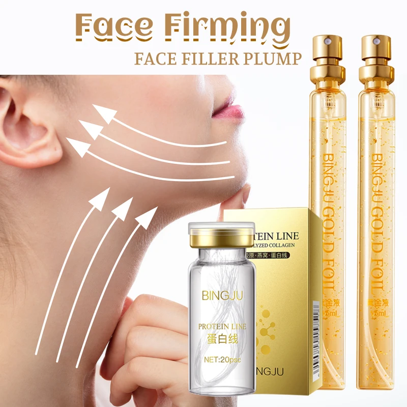 Hot selling Anti Aging 24k Gold Protein Peptide Essence Line Face Carving Serum V line Lifting