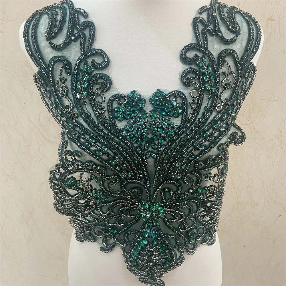 More colors High quality Handmade crystal rhinestones wedding collar appliques  for clothes decoration