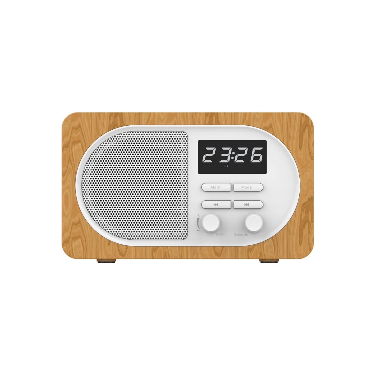 Direct Factory Hot Selling Strong Bass Portable Rechargeable Sound Box TF Card Radio Style FM Alarm Clock Wireless Speaker