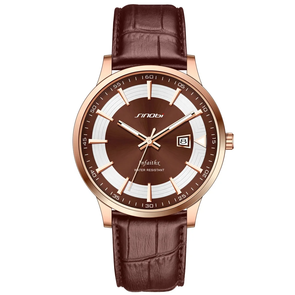  Sinobi Mens Watch with Calendar Design Luxury Luminous hand dial Wristwatches Waterproof Quartz Male Watchs