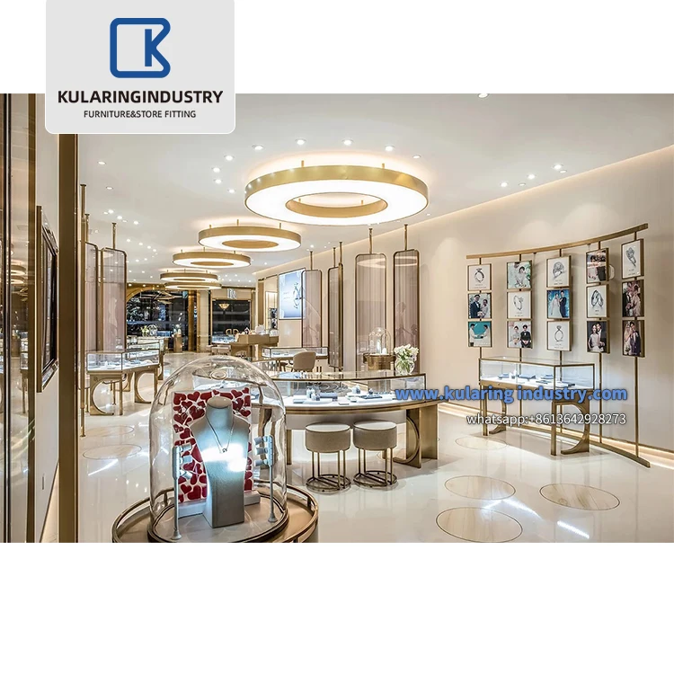 Guangzhou supplier wood display equipment jewelry store equipment and display cabinet and showcase for jewelry shop