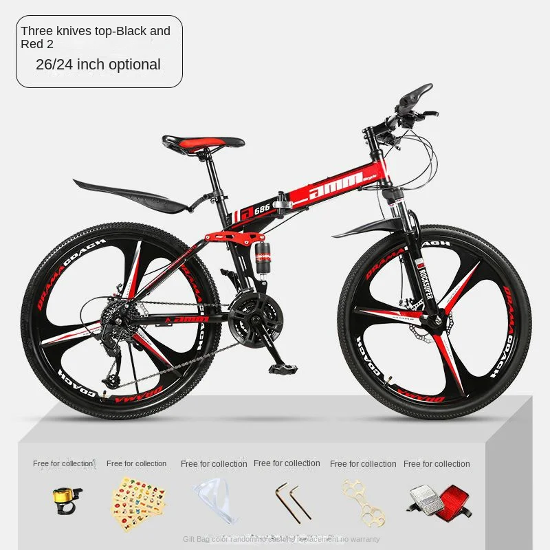 Wholesale easy carry folding bicycle 24/26 inch cheap foldable bicycle for adult Folding Mountain Bike