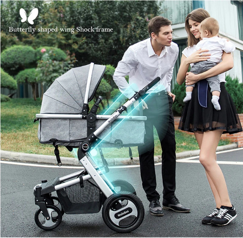 luxury hybrid one hand folding with backrest recline and extra large canopy basket delight jog three wheels 3 in 1 baby stroller