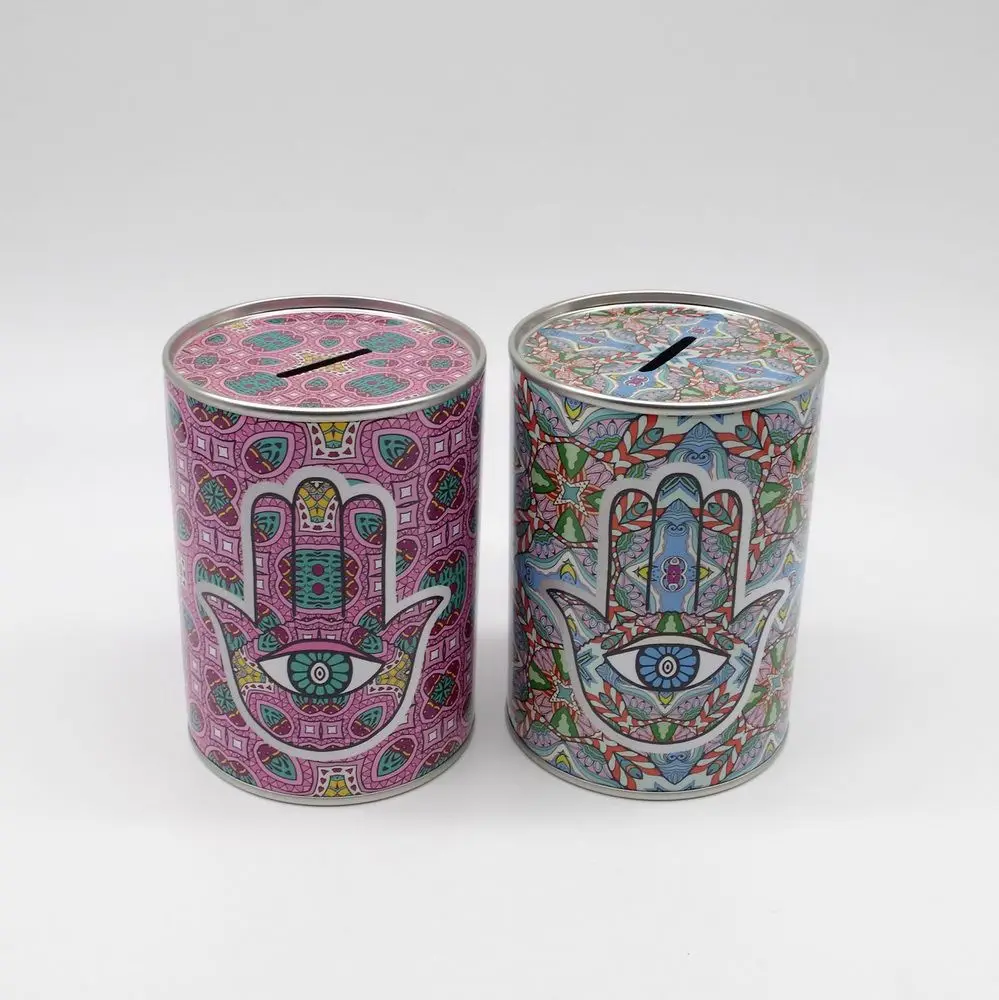 Factory Wholesale Custom Tin Can Money Box Metal Coin Piggy Bank For Kids