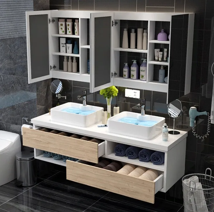 2022 Hot selling BOTO European plywood intelligent mirror vintage solid wood kitchen cabinet