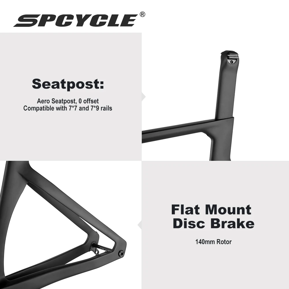 Spcycle R065 Aero Carbon Road Bike Frame 700x32C Disc Brake Road Bicycle Carbon Frameset