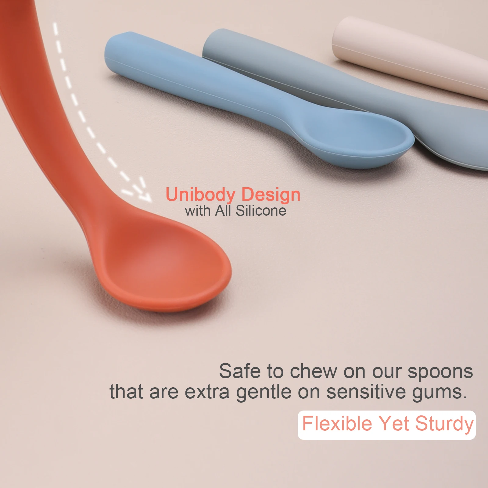 Wholesale High Quality Silicone Kids Spoon Baby Training Tableware Spoon Kids Feeding Soft Spoon Set Silicone