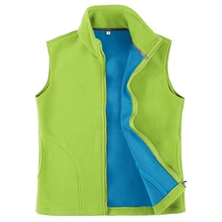 Women Fleece Jacket Polar Fleece Zip Vest Outerwear with Pockets Warm Sleeveless Waistcoat Vest Fleece