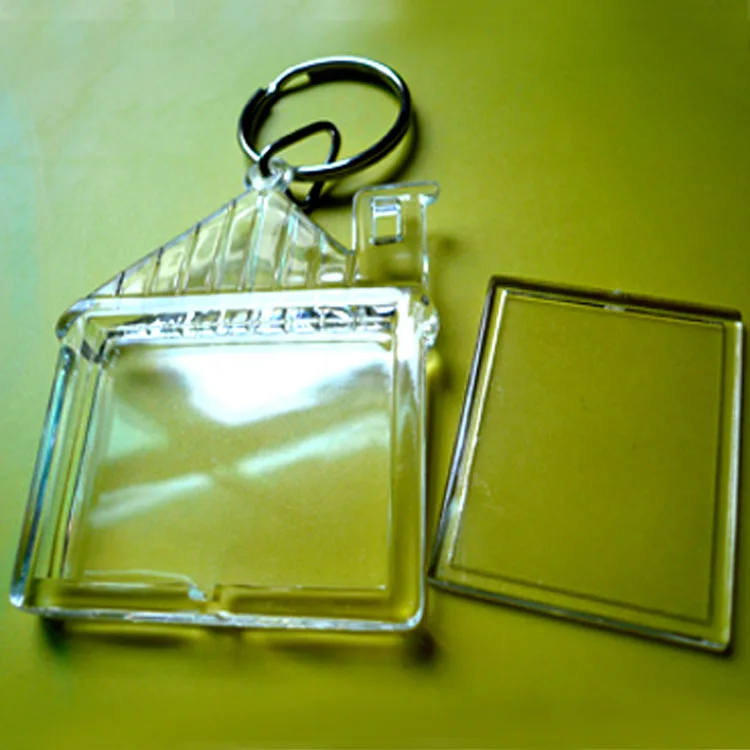New Arrival Competitive Price Cheap Customised Plastic Key Chain Keyring House Shape Blank Photo Frame Acrylic Keychain