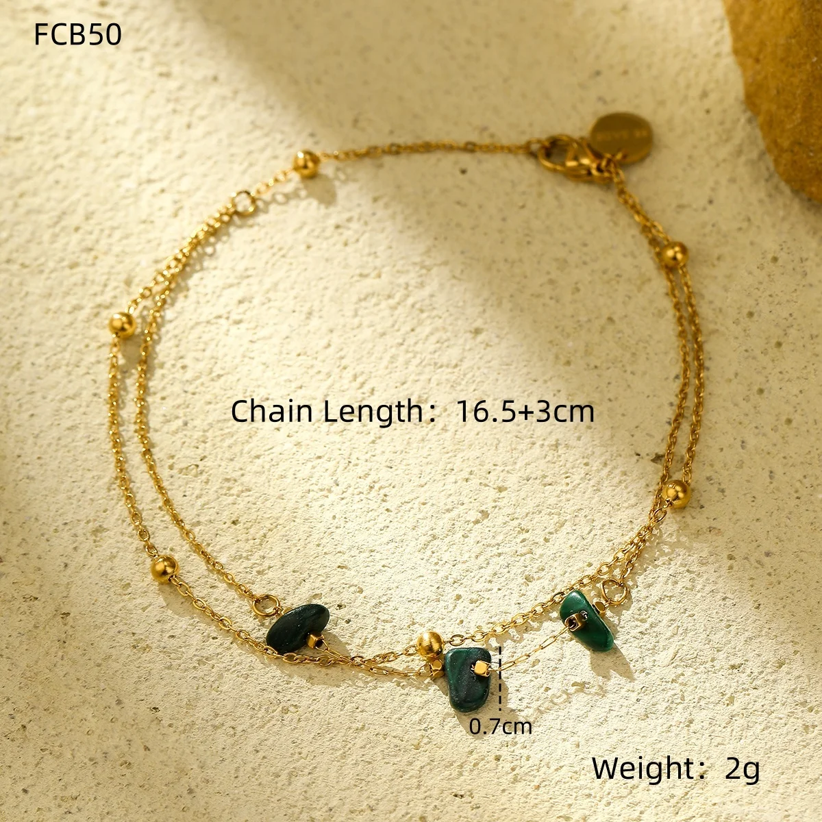 Multy-Layer Bohemian Style Stainless Steel Bracelet Set Gold Plated Natural Stone Beaded Heart&Sun Charms Chain Bracelet Jewelry