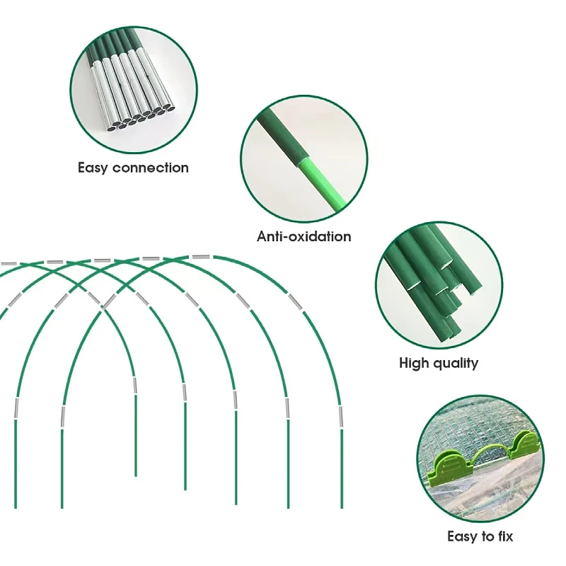 Reusable Low Tunnel Salad Vegetables Greenhouse Frame Fiberglass Rod Row Cover Hoops