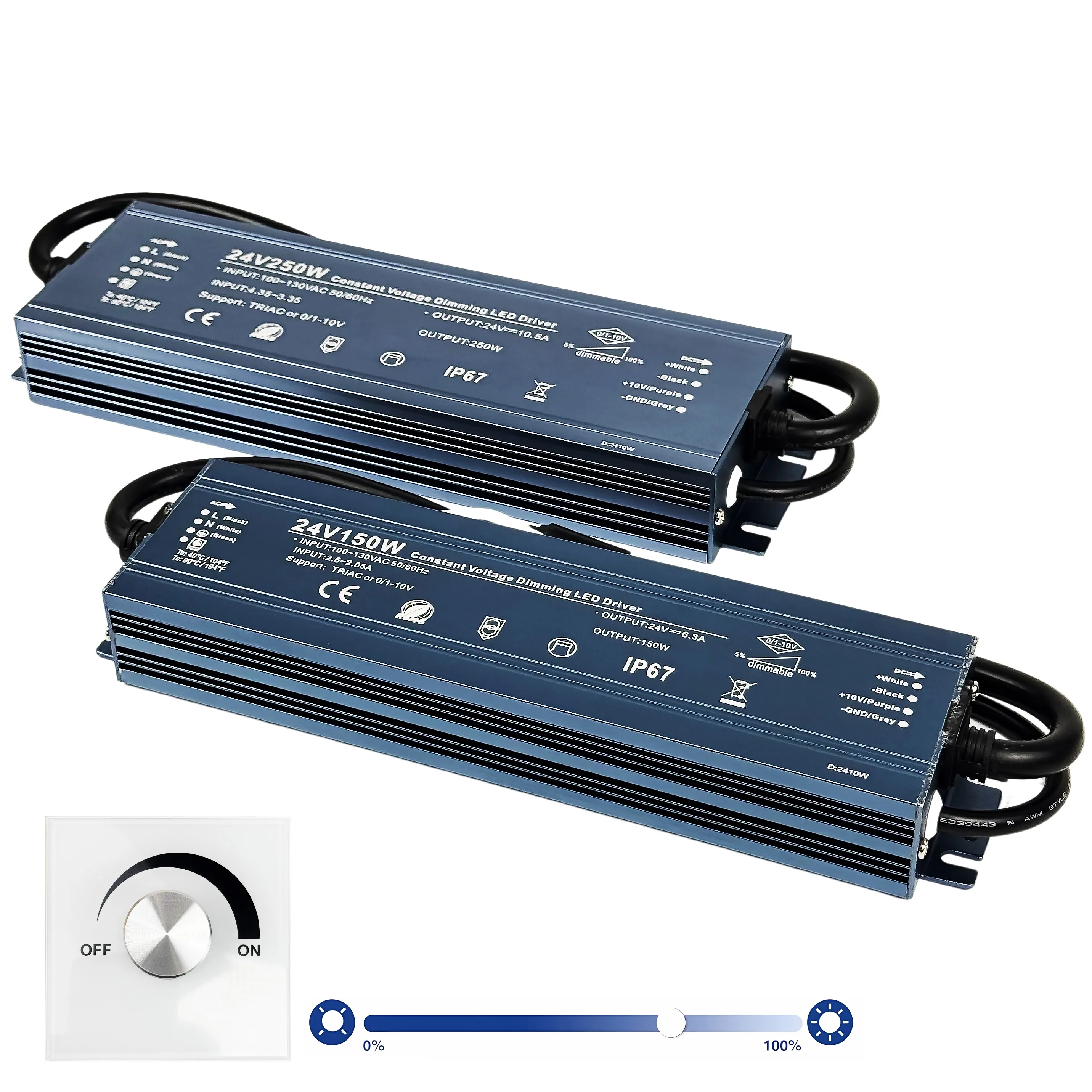 Aluminum Shell Dimmable Led Driver Dc12V 24V 20W-600W Triac Resistor Dim 0-10V Pwm 1-10V Dimming 5In1 Power Supply Lighting