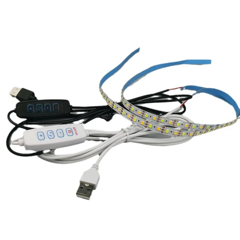 5V USB Dual Color LED Strip Light 120LEDs/M 0.5m 1m 3000K-6500K SMD 2835 USB Strip Light with Dimmable Switch Control