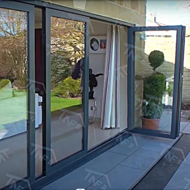 Panoramic Patio Doors Interior Bi-fold Doors American Style Lowes Double Glazed 180 Degree Swing Door Thermal Break Aluminum NF