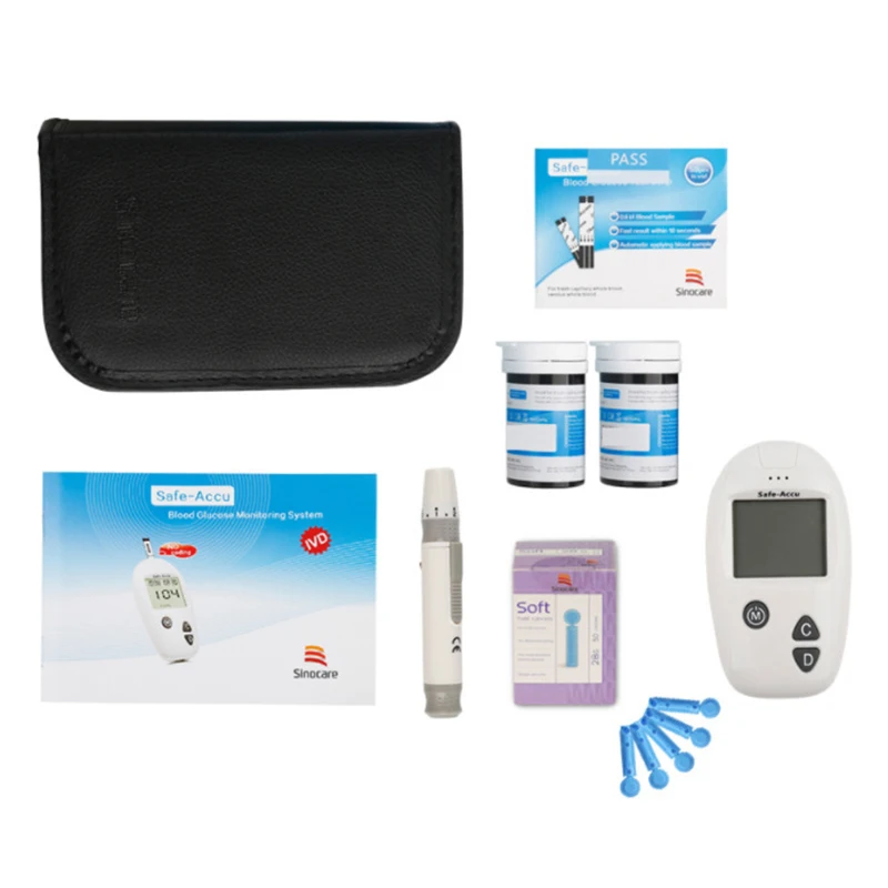 
safe-accu Fully automatic Medical blood glucosemeter Blood Sugar Meter Diabetes Tester with bag 2 measurement units 
