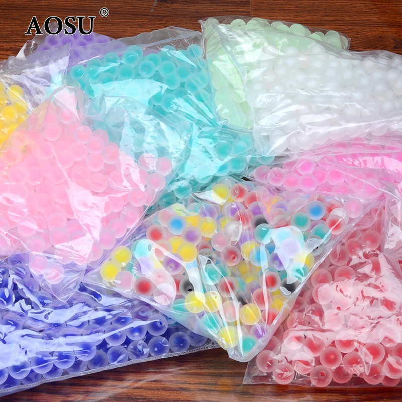 AOSU Wholesale 16mm Red Color Strass Beads Single Hole Round Crystal Beads Acrylic Frosted Beads For Earring