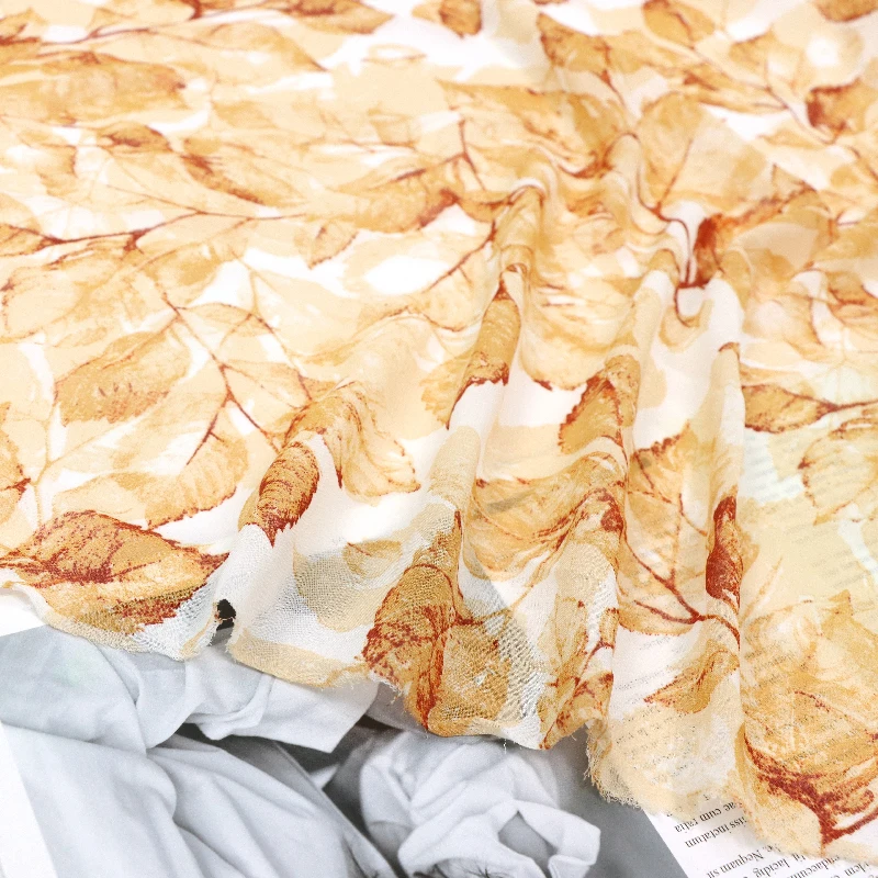 New Leaf Pattern Chiffon Calico Dress Silk Scarf Fabric High Quality Muslim Turban Fabric