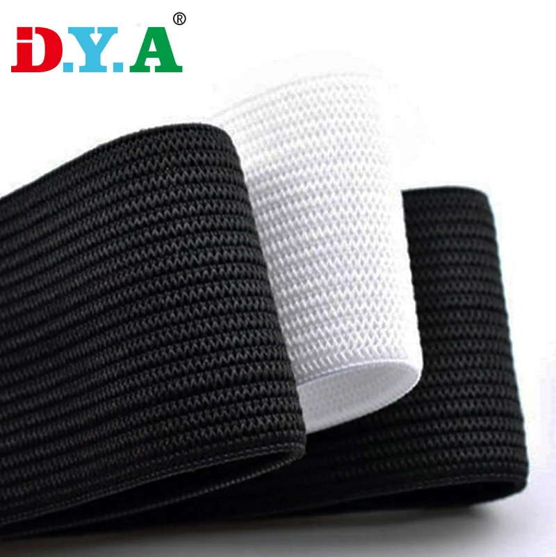 Large Stock Low MOQ Wholesale Price 1CM~7CM Black and White Crochet Elastic Waistband Knitted Elastic Band for Clothes Sewing