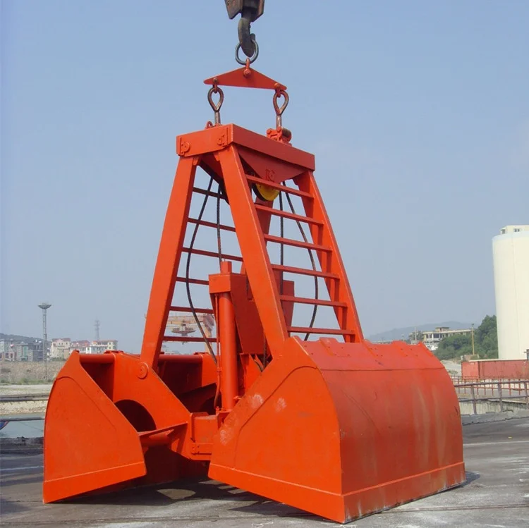 Waterproof Mechanical Wire Rope Double Lobe Clamshell Grab Bucket For Crane