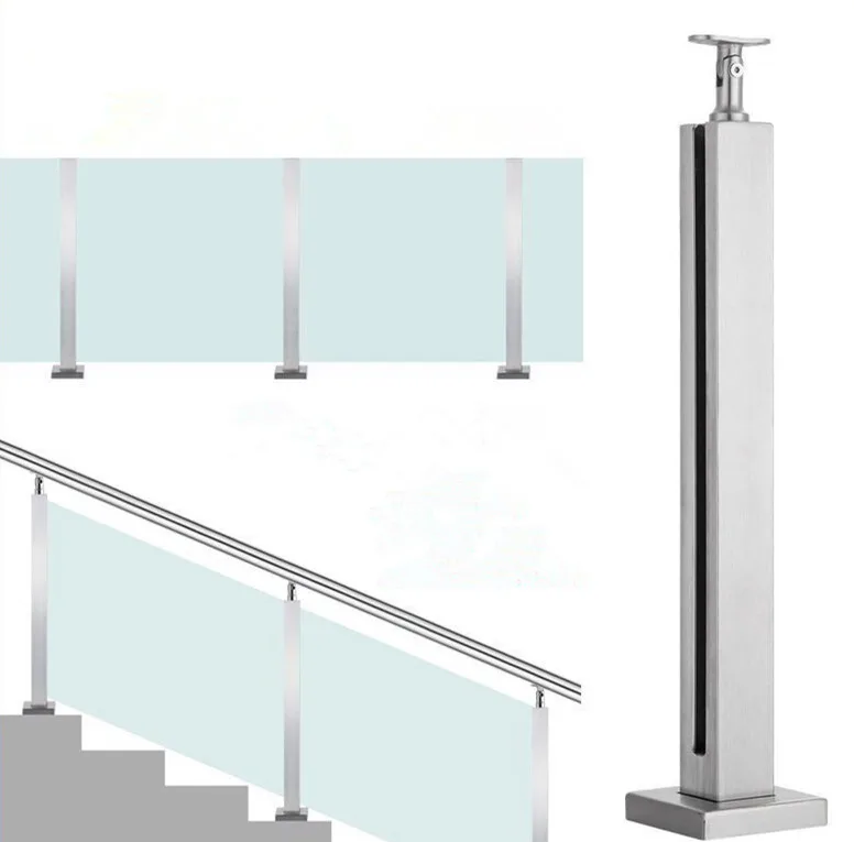Outdoor Indoor Pool Stairs Staircase Balcony Fence Balustrade Glass Railing Stainless Steel Post