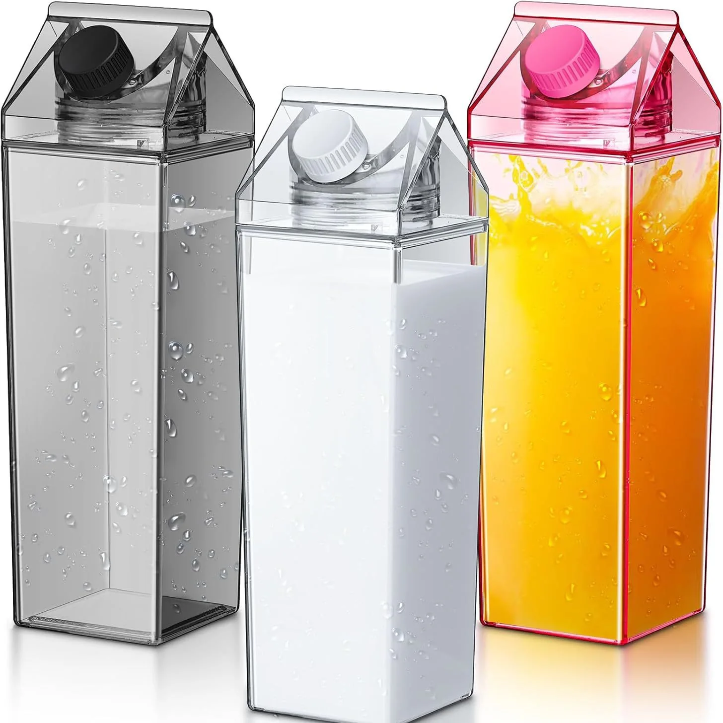 Onsin wholesale 500ml acrylic milk carton water bottle BPA FREE plastic tumblers Custom Logo for Sport drinking water bottles