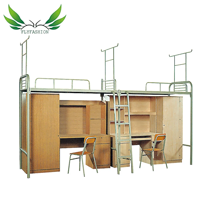 Student bunk bed with study table/metal bunk bed with desk