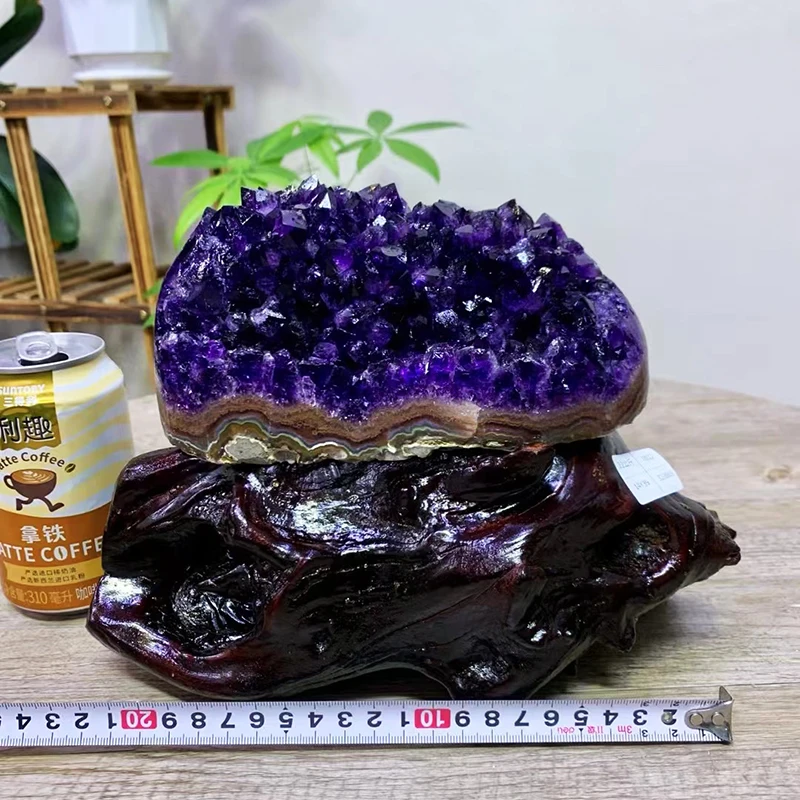 Unique natural crystal stones dark amethyst cluster Uruguay amethyst geode for fengshui decoration