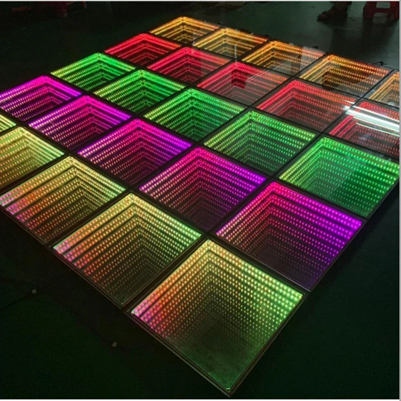 Disco Party DJ Floor Dance Floor 3D Infinity Mirror Club Decoration LED 3D Abyss Mirror Nightclub Mille Layer Mirror Light