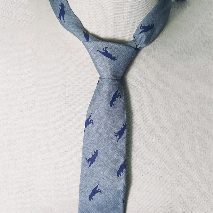 
Серый синий галстук с принтом тираннозавра для мальчиков Мужская официальная одежда для отдыха индивидуальный принт не быстро выцветает индивидуальный галстук 