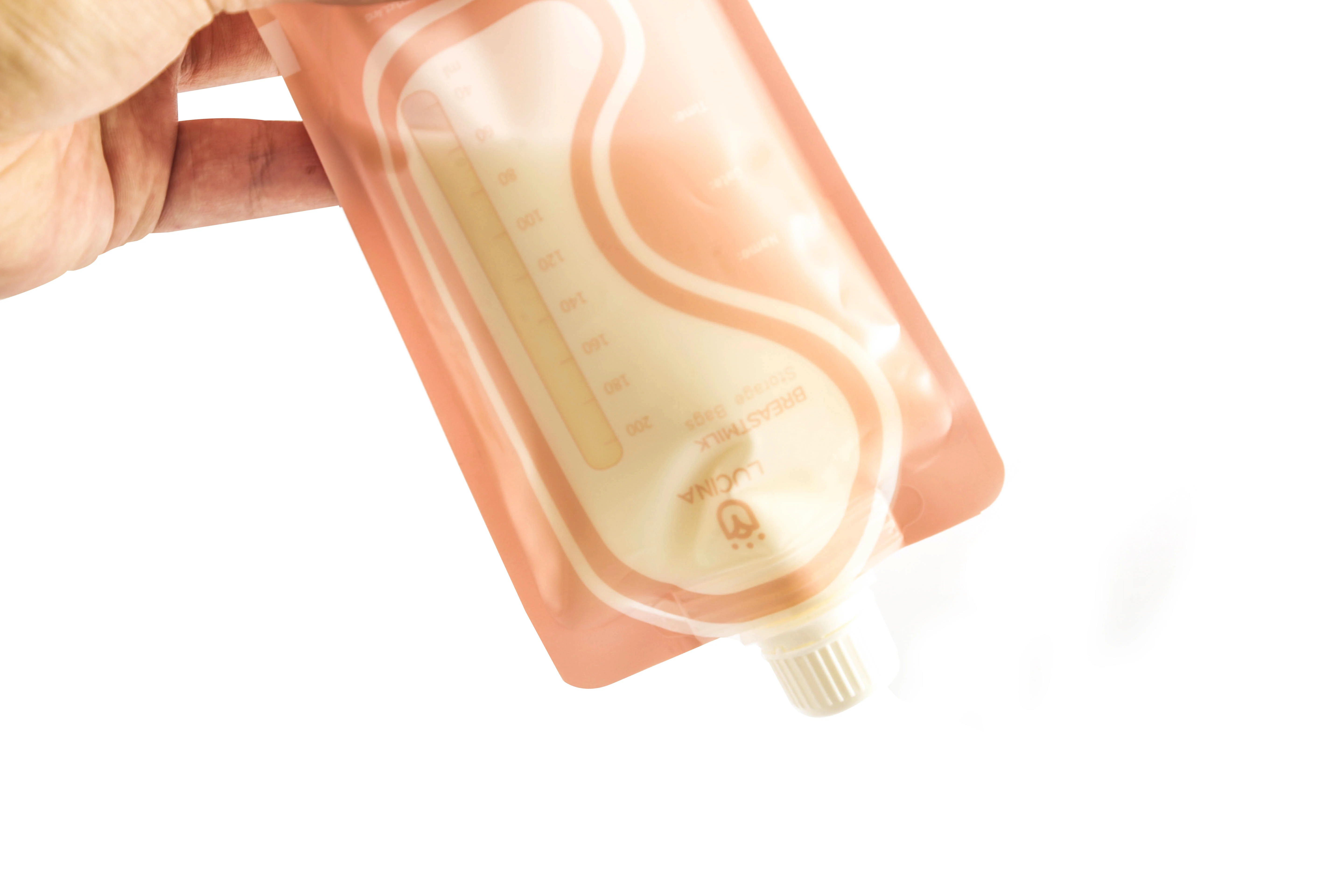 Custom logo and design screw top breast milk bag can be connected to a breast pump