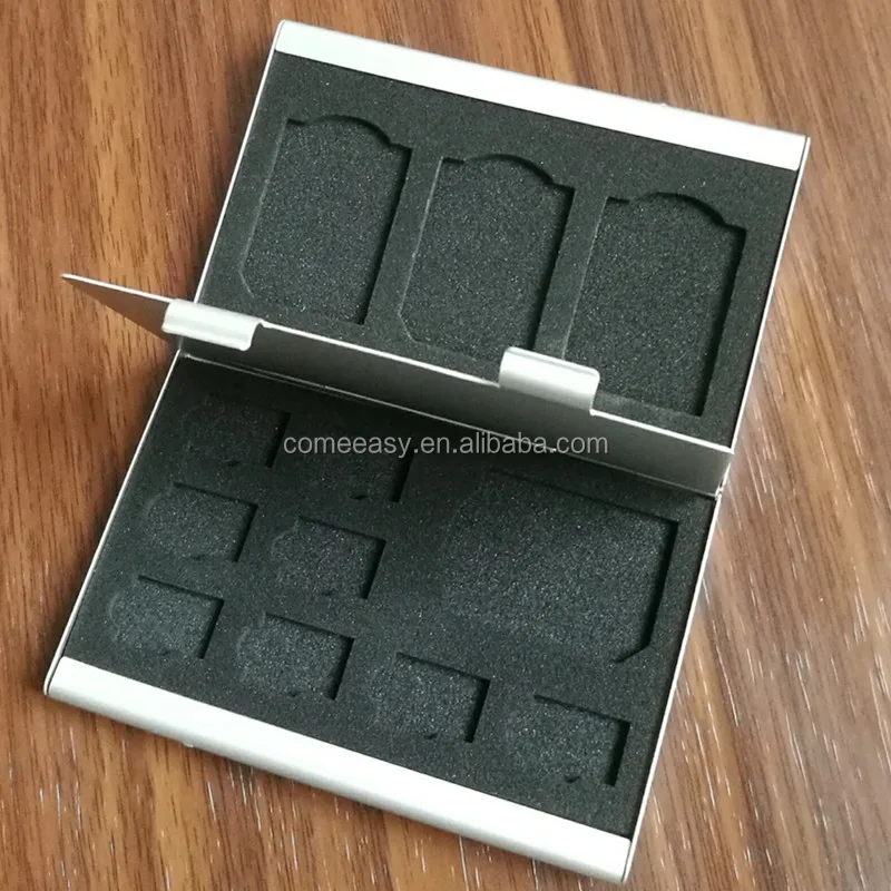 6SD Silver Color Aluminum Memory SD Card Holder Sim Card Holder