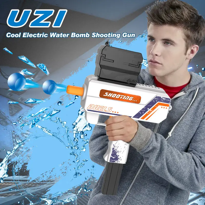 Automatic Shooting Game Gun Toy with Light Up UZIS Splatter Ball Gun Electric Gel Ball Blaster Gun For Boys Students