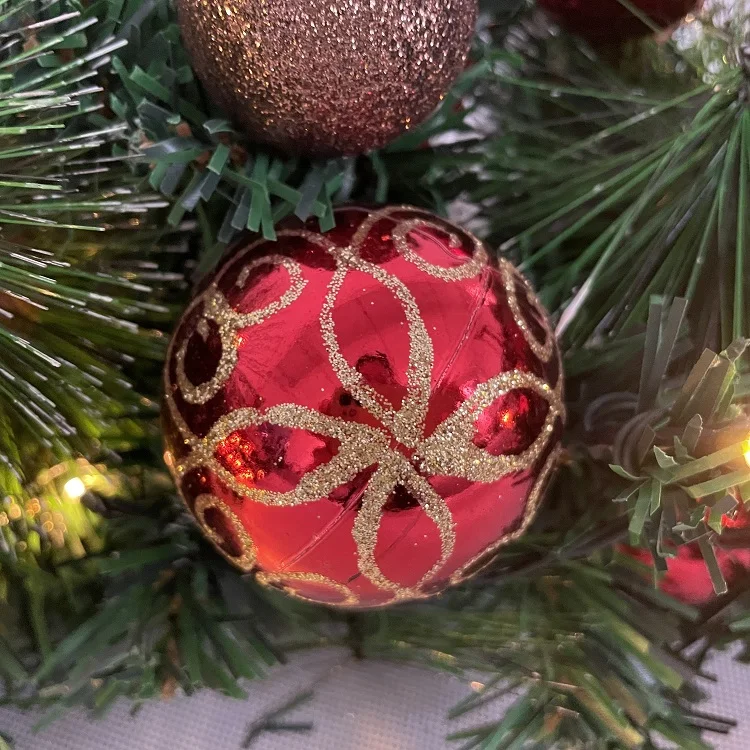 Prelit Led Light PVC Pine Needle Mixed Christmas Garland With Custom Christmas Ball