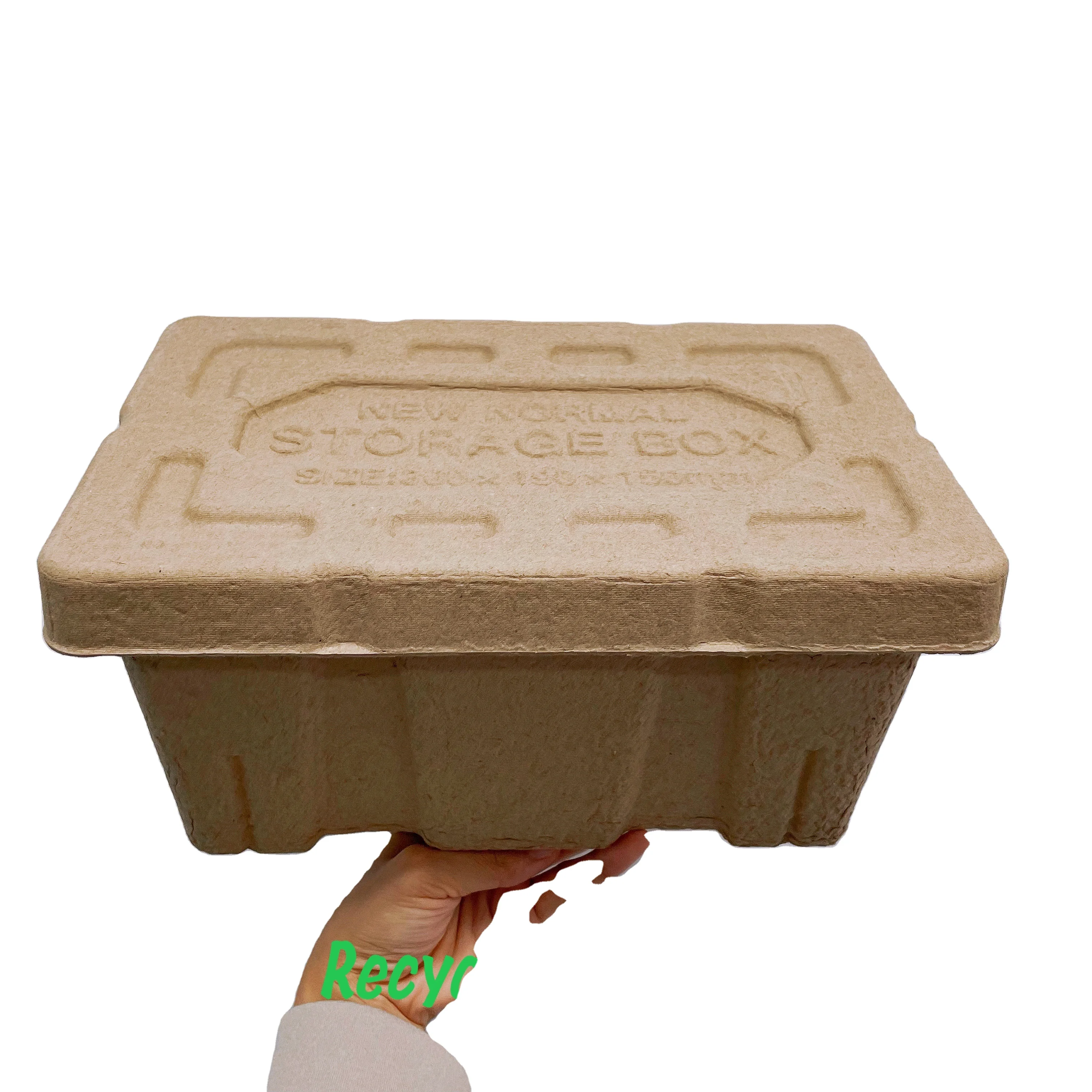 Custom logo biodegradable disposable pulp packaging storage box